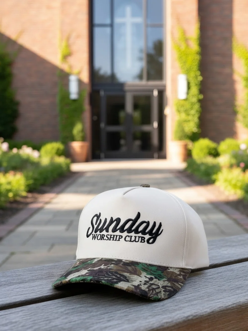 New! Sunday Worship Club Camo Baseball Cap Hat